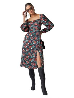 Audrey Parks x Francesca’s Floral Midi Square Neck Dress | XSmall